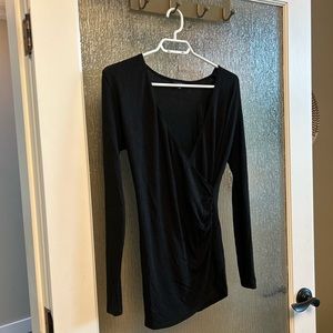 Black Longsleeve Dynamite Top With Ruched Side Detailing